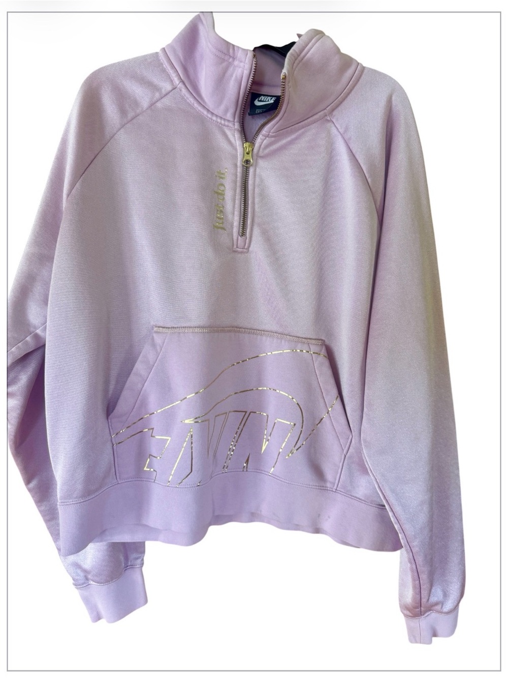Nike  Lavender Half-Zip Sweatshirt with Gold Zipper
